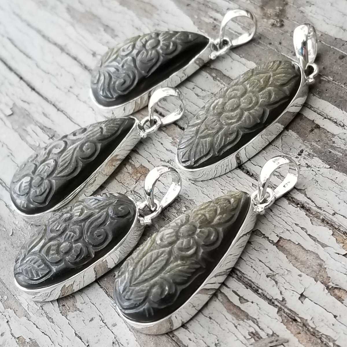 Image of Ella - Golden Sheen Obsidian Pendant in Sterling Silver