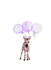 Baby Zebra with Purple Balloons - From the CityLife Collection