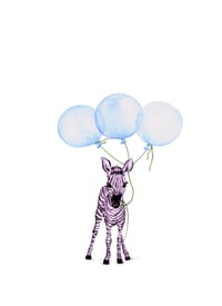 Baby Zebra with Blue Balloons - From the CityLife Collection