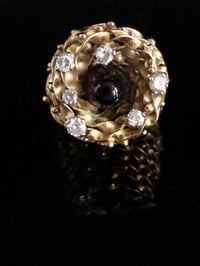 Image 1 of Retro designer handmade 18ct onyx and diamond ring
