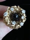 Retro designer handmade 18ct onyx and diamond ring