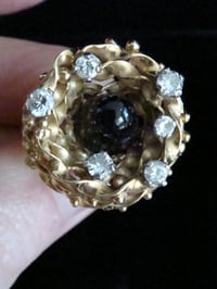 Image 3 of Retro designer handmade 18ct onyx and diamond ring