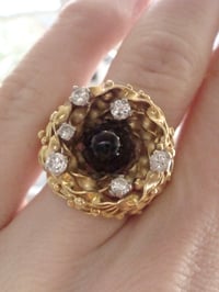 Image 4 of Retro designer handmade 18ct onyx and diamond ring