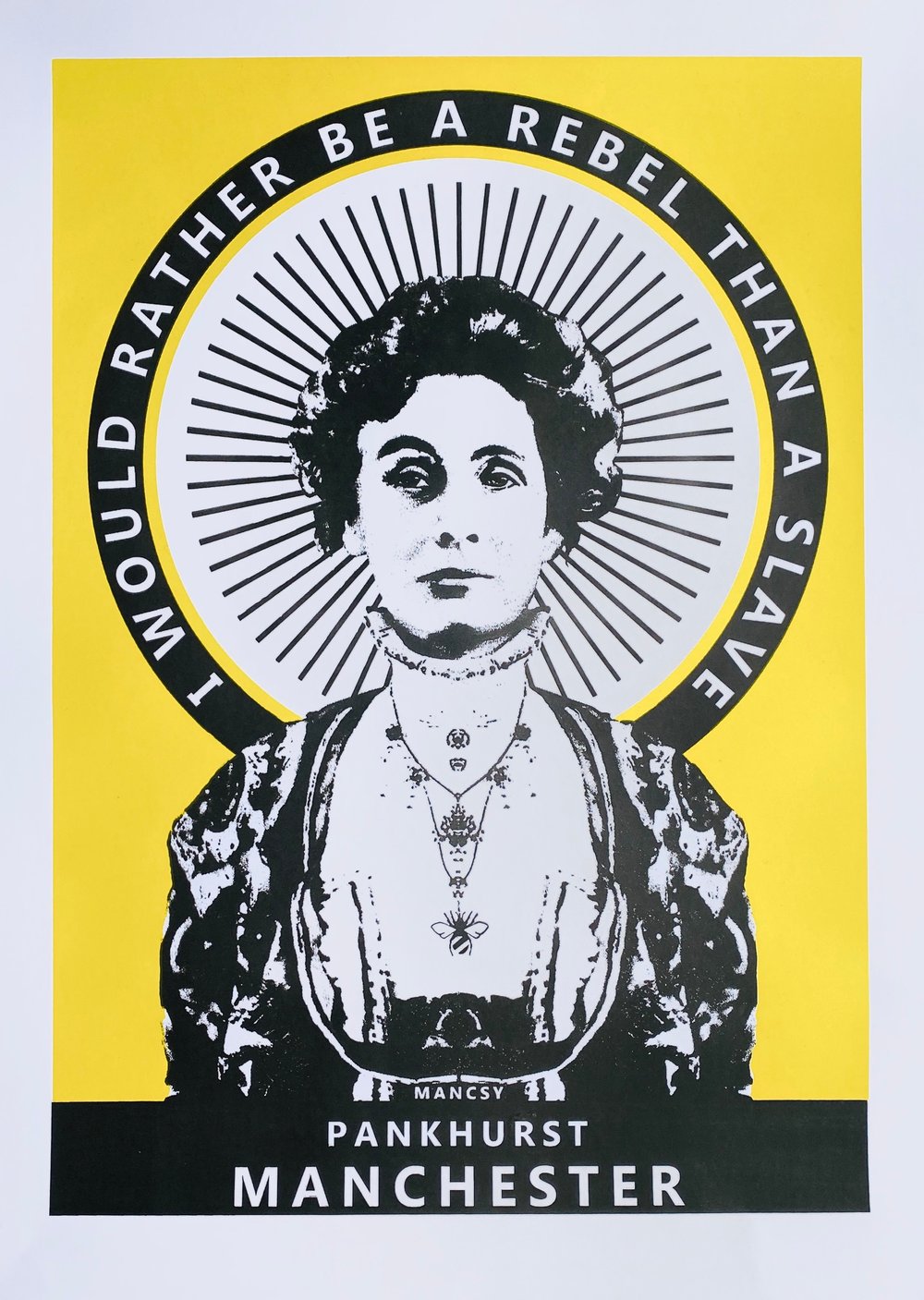 Image of A2 Pankhurst Yellow screen print 