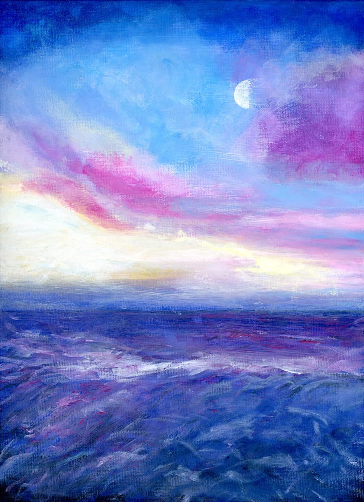 Image of Quarter Moon Painting on Canvas
