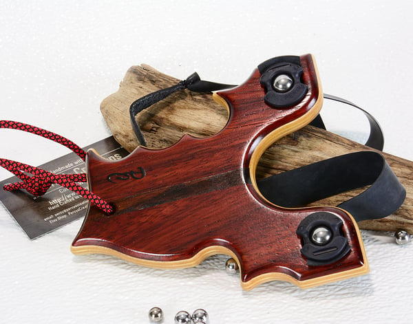 Image of Sling Shot made of Exotic Wood of Paduk, Bocote and Ash,  The Renegade, Custom Wooden Catapult