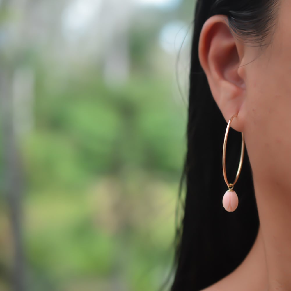 Image of Pikake Hoop Earrings Pink or White