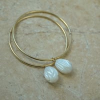 Image 3 of Pikake Hoop Earrings Pink or White