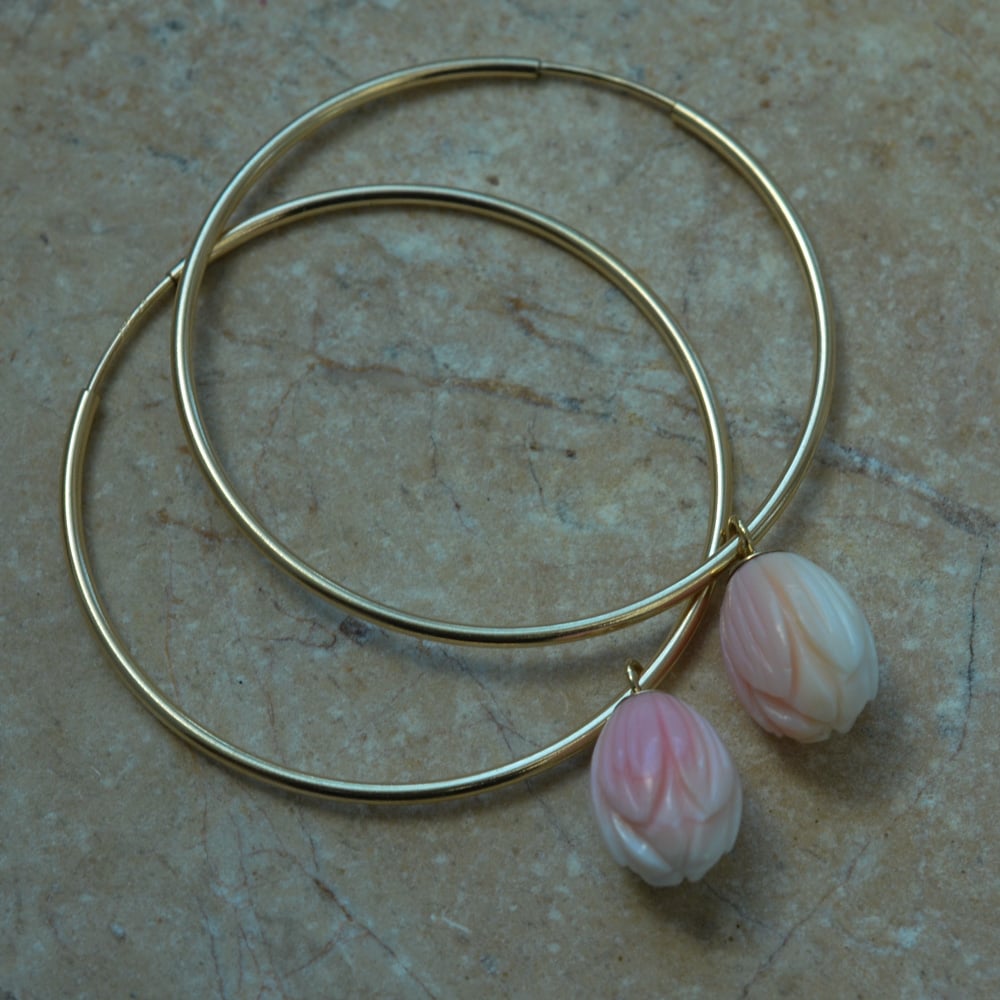 Image of Pikake Hoop Earrings Pink or White