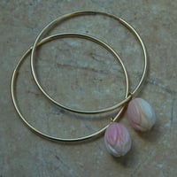 Image 4 of Pikake Hoop Earrings Pink or White