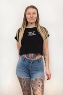 Image 2 of "TIRED OF SOCIAL PRESSURES" | Crop Top | DIY | T-Shirt | bio | organic | feminism | fuck society |