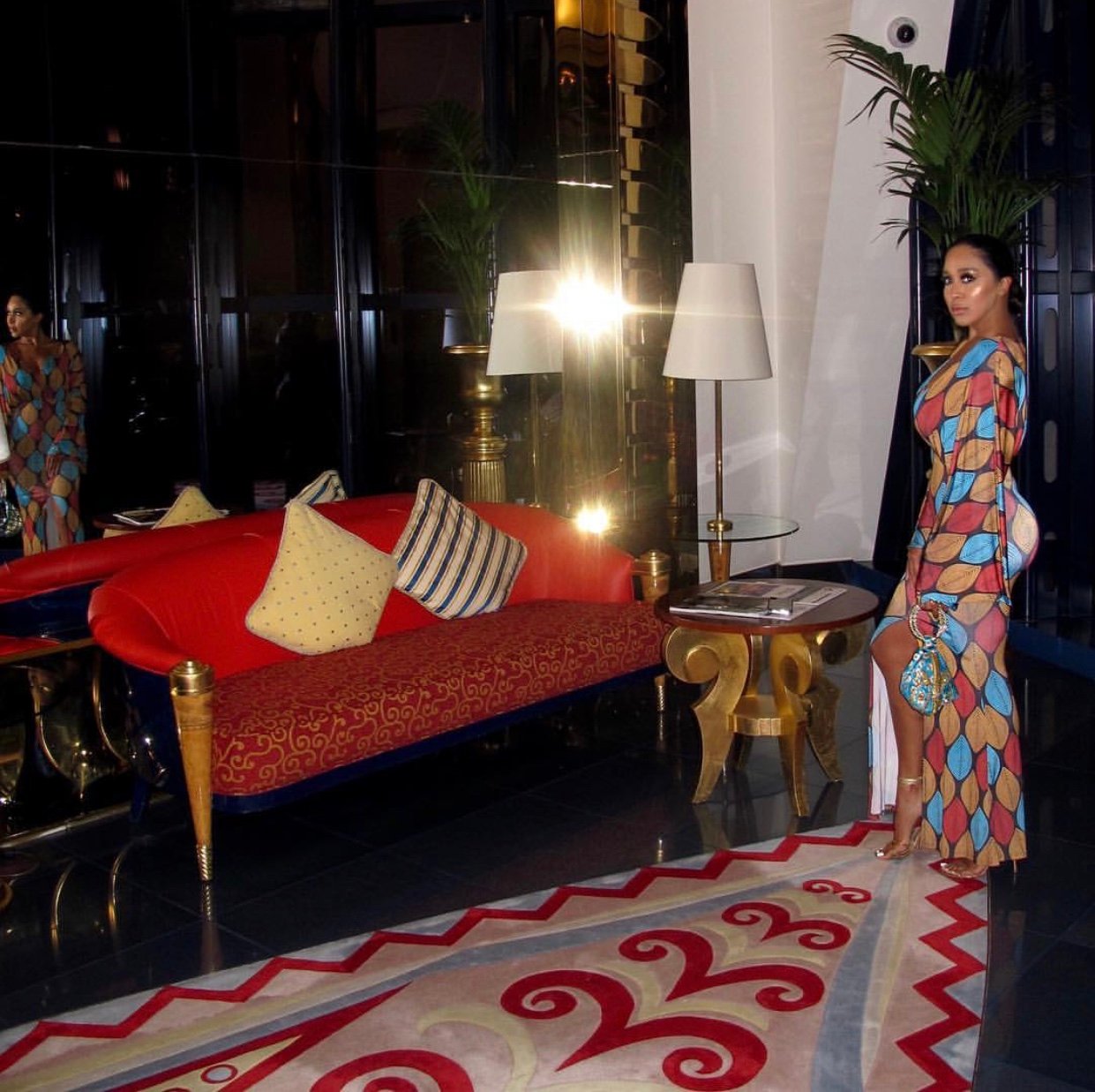 Image of AFRICAN PRINT FLOWY MAXI DRESS WITH SLIT ON FRONT (XS)