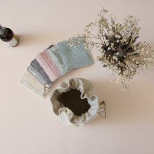 Image of Pochon rond en lin enduit