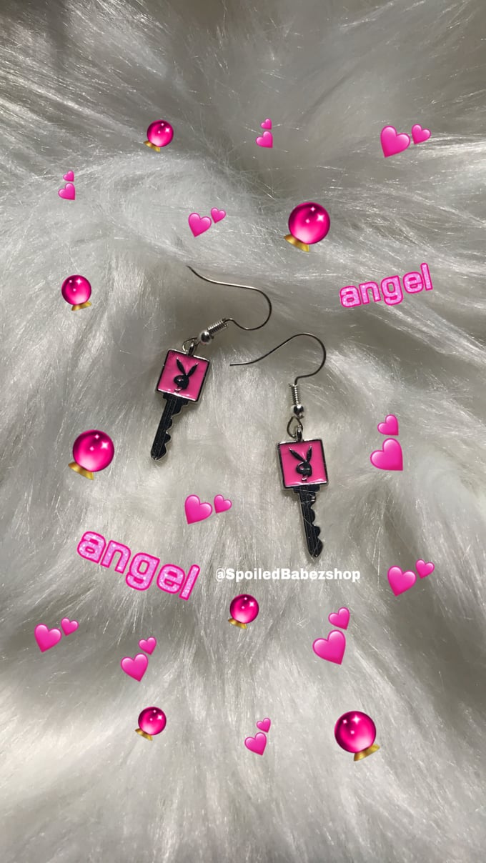 Image of Pink Playboy Key Earrings (preorderѕ)