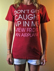Image of "Dont Get Caught Up In Me" Lyric Red T-Shirt (Girls Tee)