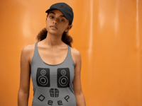 Image 1 of Women's Speaker DEEP Racerback Tank - available in black, purple, red, grey, or white