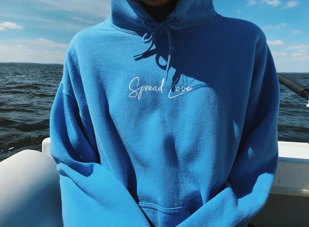 Image of Spread Love Carolina Blue Hoodie