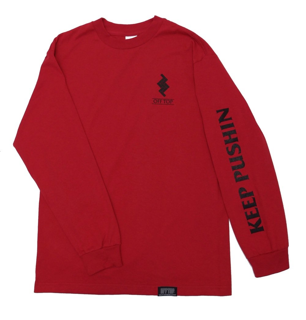 Image of Keep Pushin L/S - Black or Cardinal Red