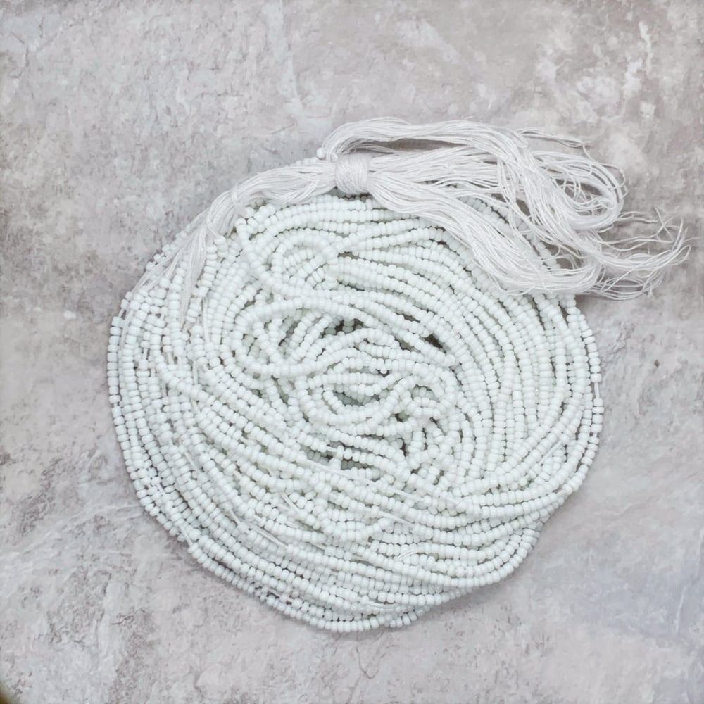 Image of White Mini Tie Waistbead 