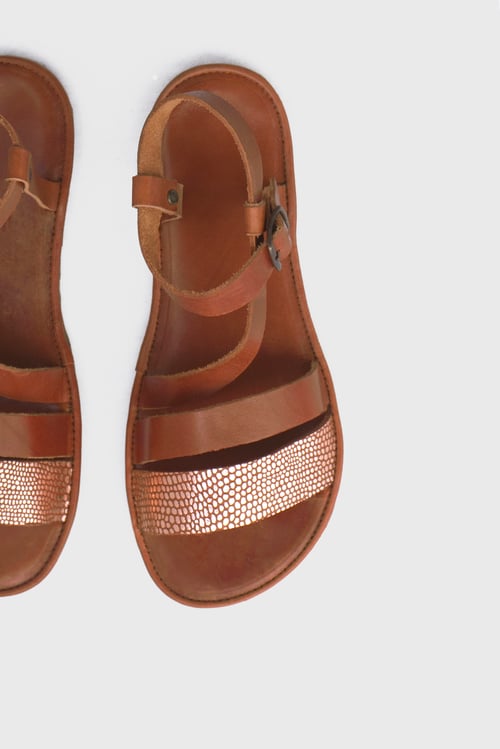 Image of Safita -  Sandals in Tobacco brown/bronze Metallic