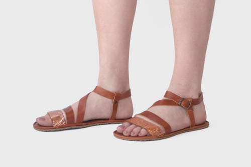 Image of Safita -  Sandals in Tobacco brown/bronze Metallic