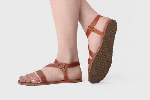 Image of Safita -  Sandals in Tobacco brown/bronze Metallic