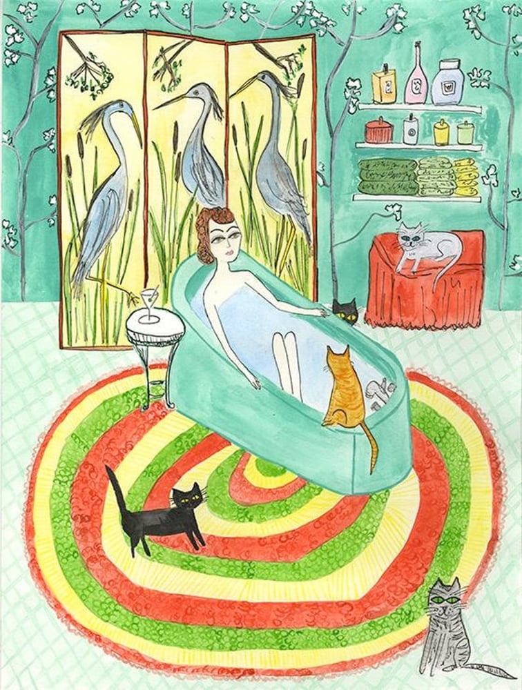 Image of Louisiana Wood relaxes after a long week. Limited edition print.