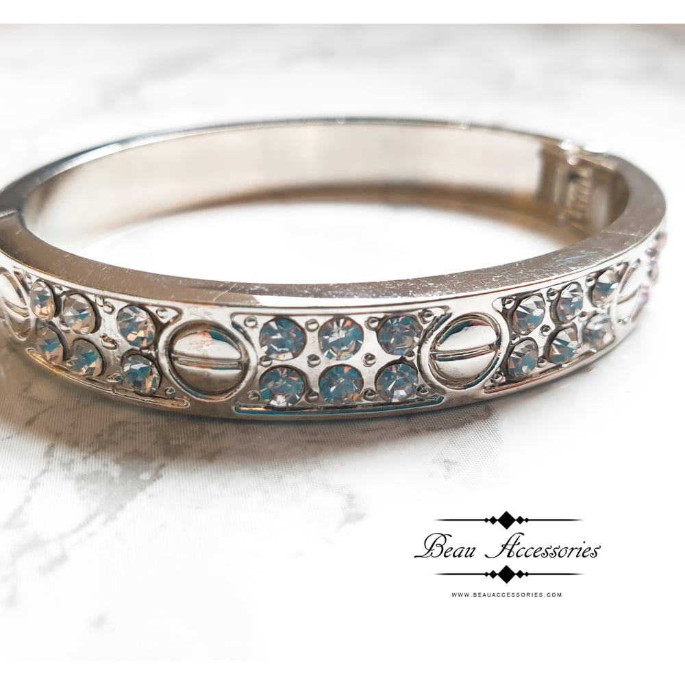 Image of Silver Crystal Encrusted Love Bangle