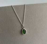 Image 2 of Deep Green Sea Glass Pendant on 18” chain