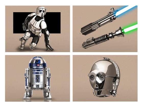 Image of Original Trilogy Sketches: 8 1/2" x 11" OPEN EDITION COLLECTIBLE Giclée PRINT