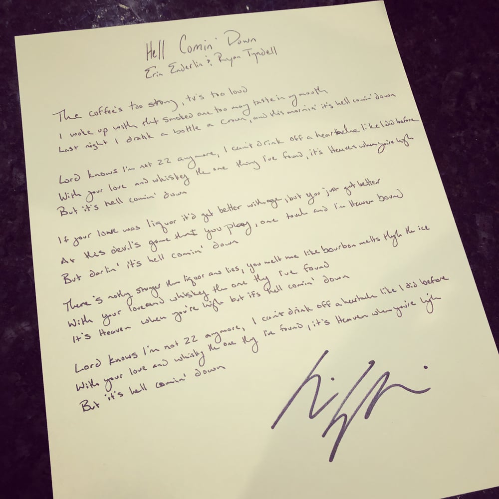 Image of Handwritten Lyric for Song of Your Choice