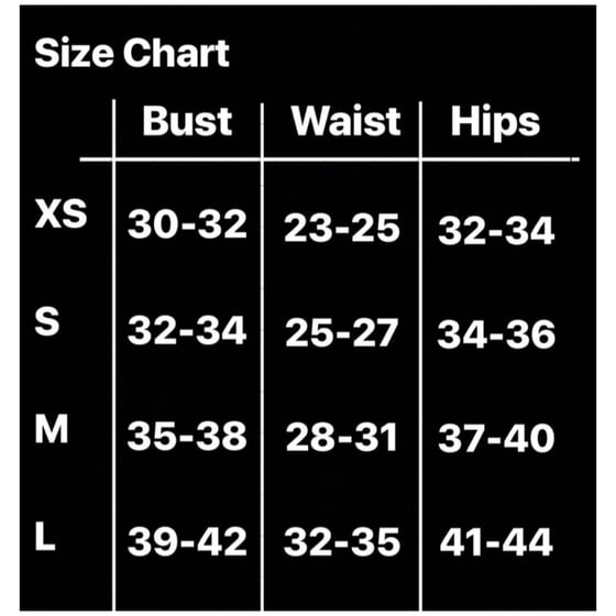 Image of Size chart