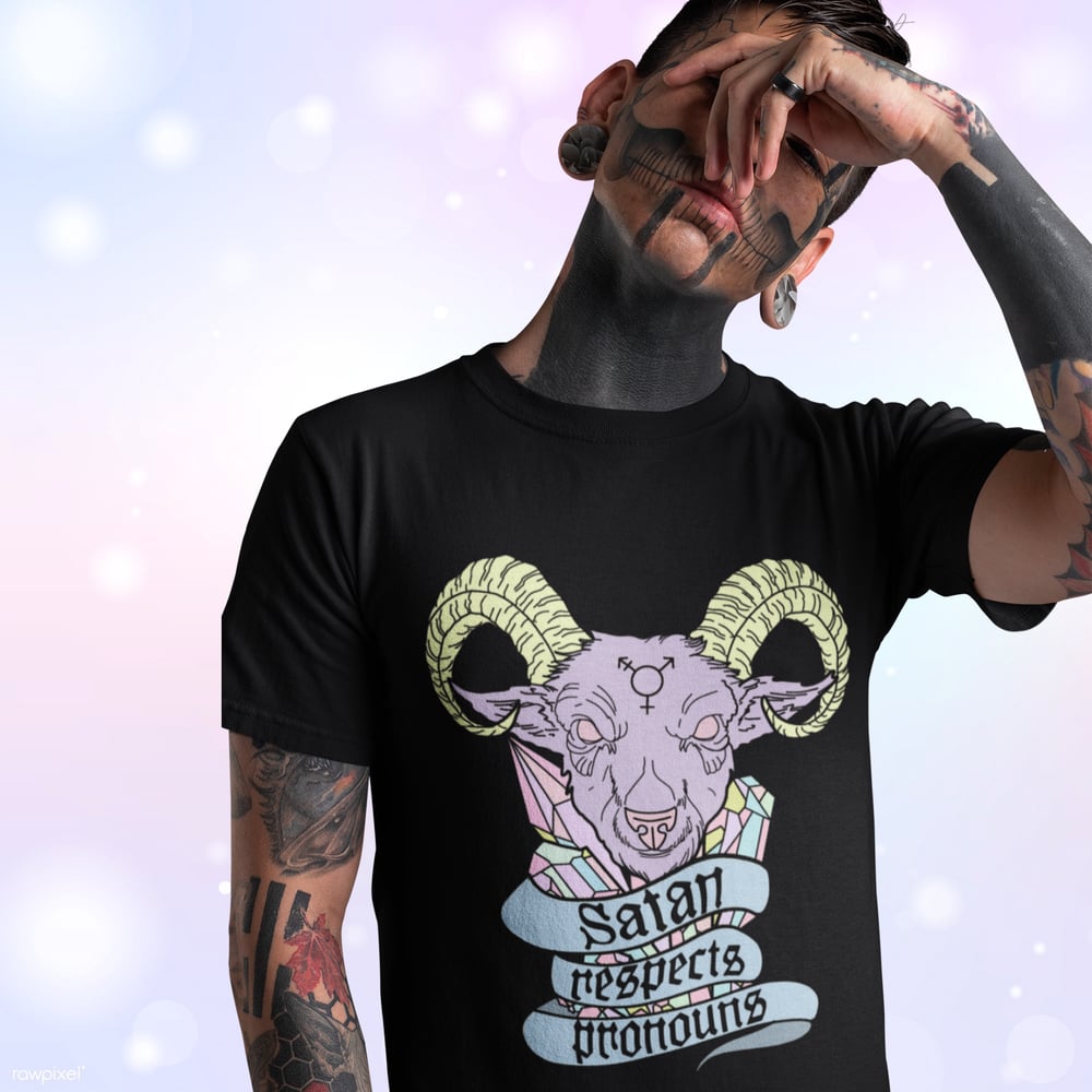 Image of Satan Respects Pronouns T-shirt