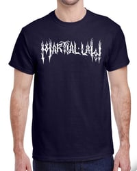 White on Navy Blue Logo Tee