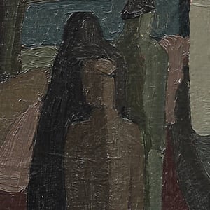 Image of 1950's Swedish Painting, 'Blue Shutters,' ALF LINDBOM 