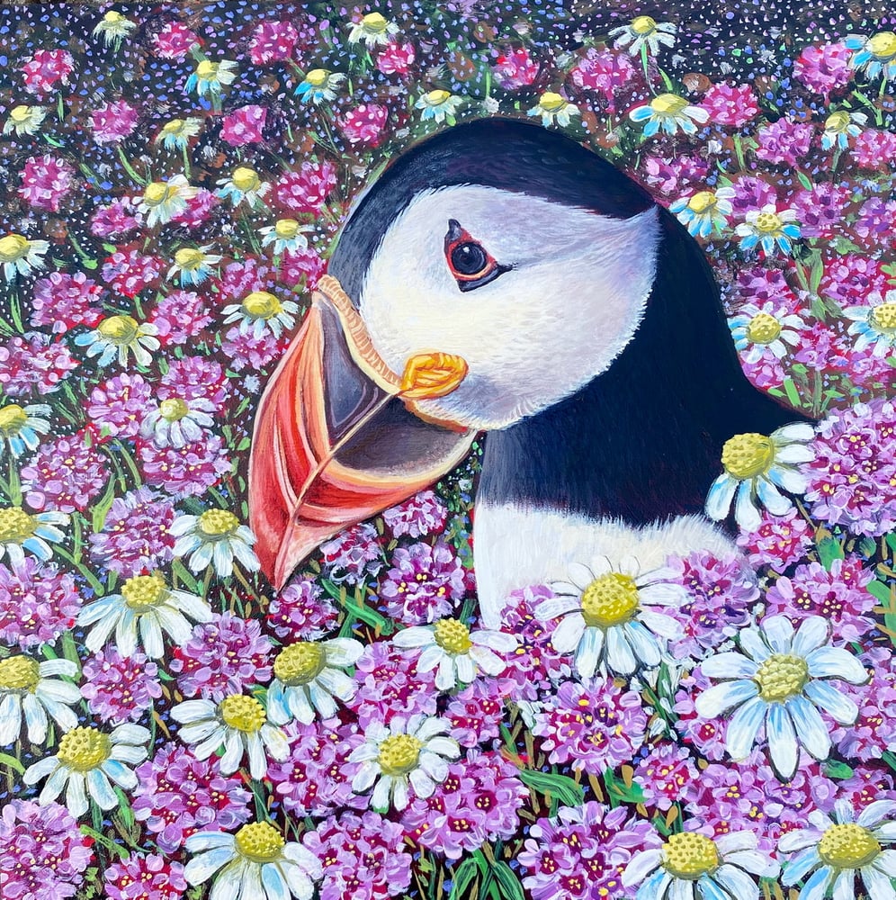 Image of Daisy puffin ALL sizes print 