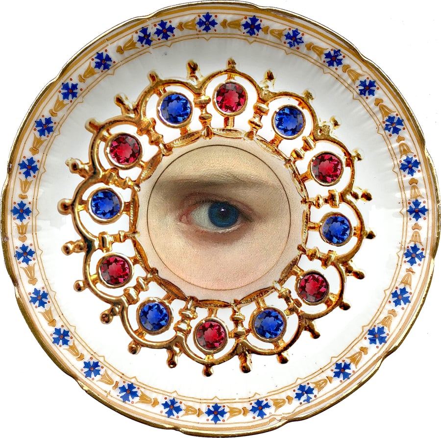 Image of Lover´s eye - Rubí - Vintage French Porcelain Plate - More than 120 Years Antique - #0705