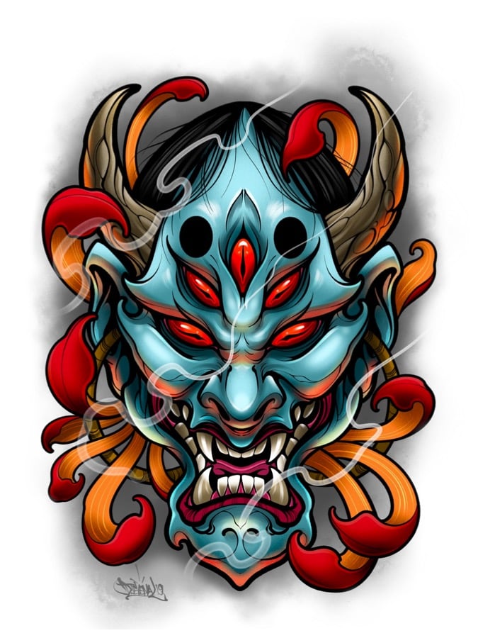 5x7 Oni Head | Battle Damage