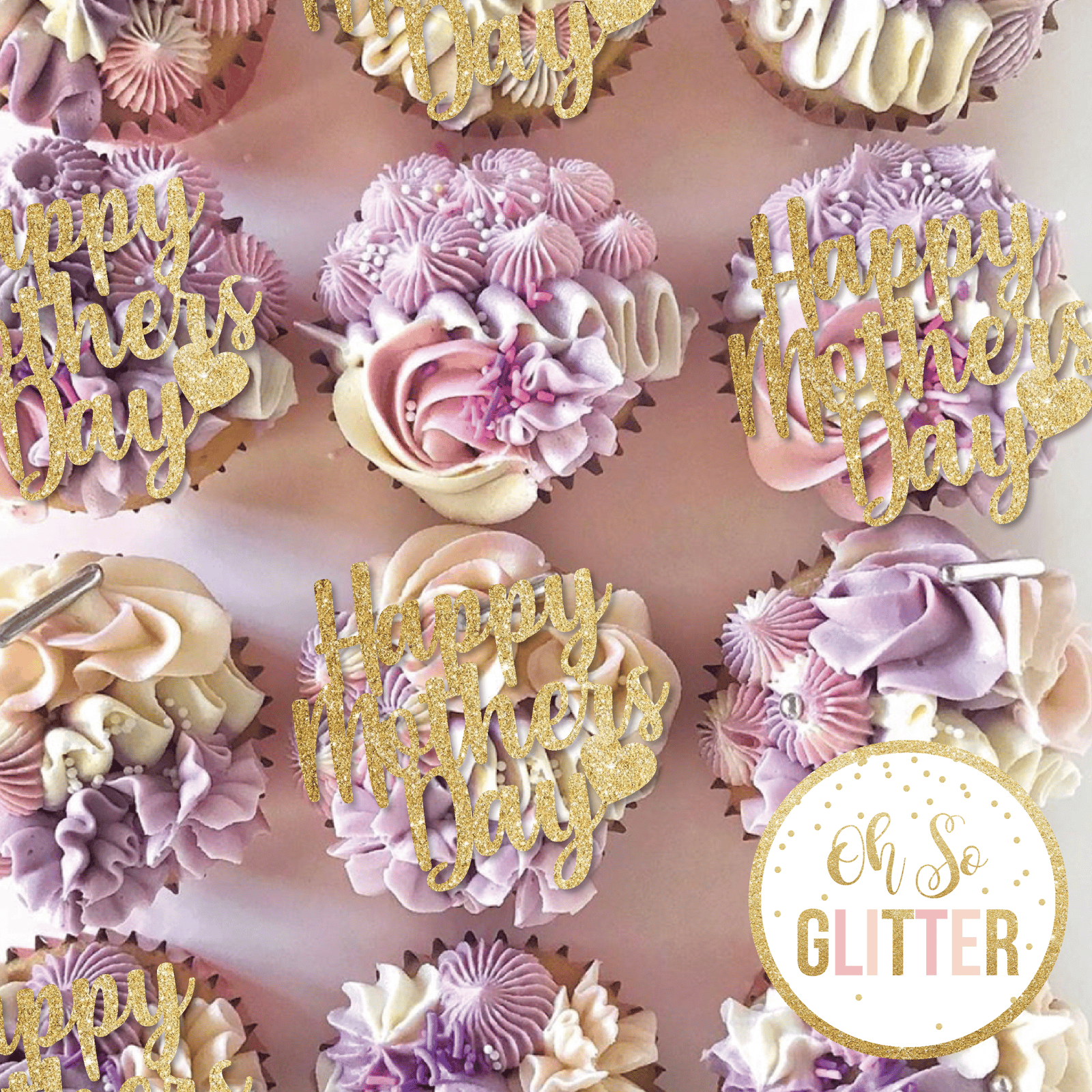 Gold Pink Mother's Day Toppers for Instant Download Mother's Day Cupcake Topper Happy Mother's Day Cupcake Toppers 2 inch round