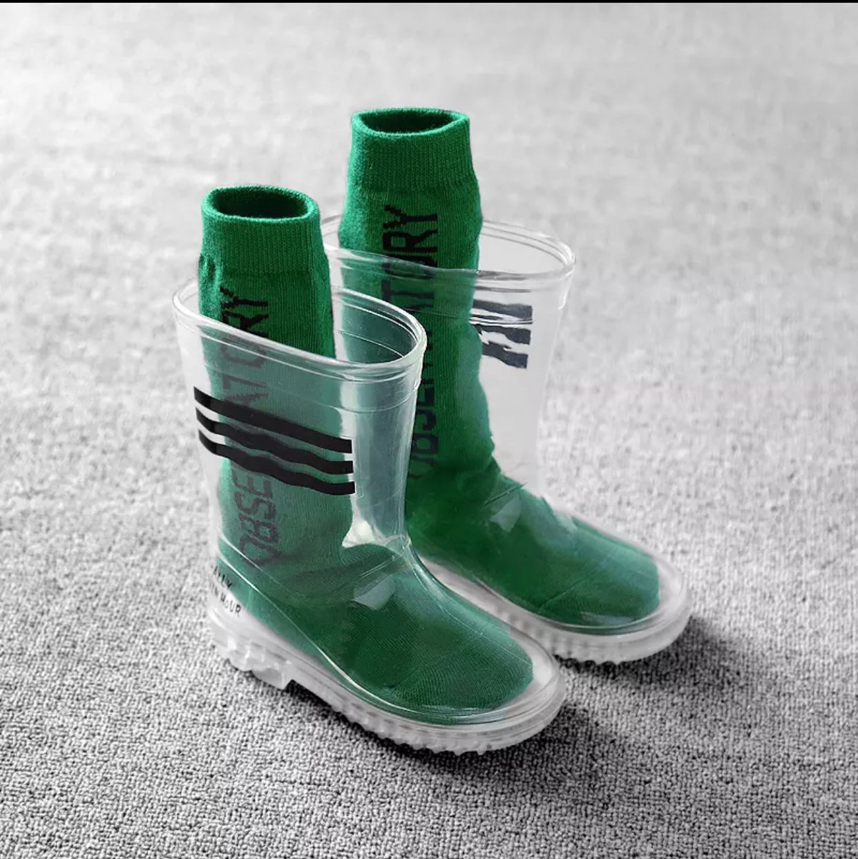 clear rain boots