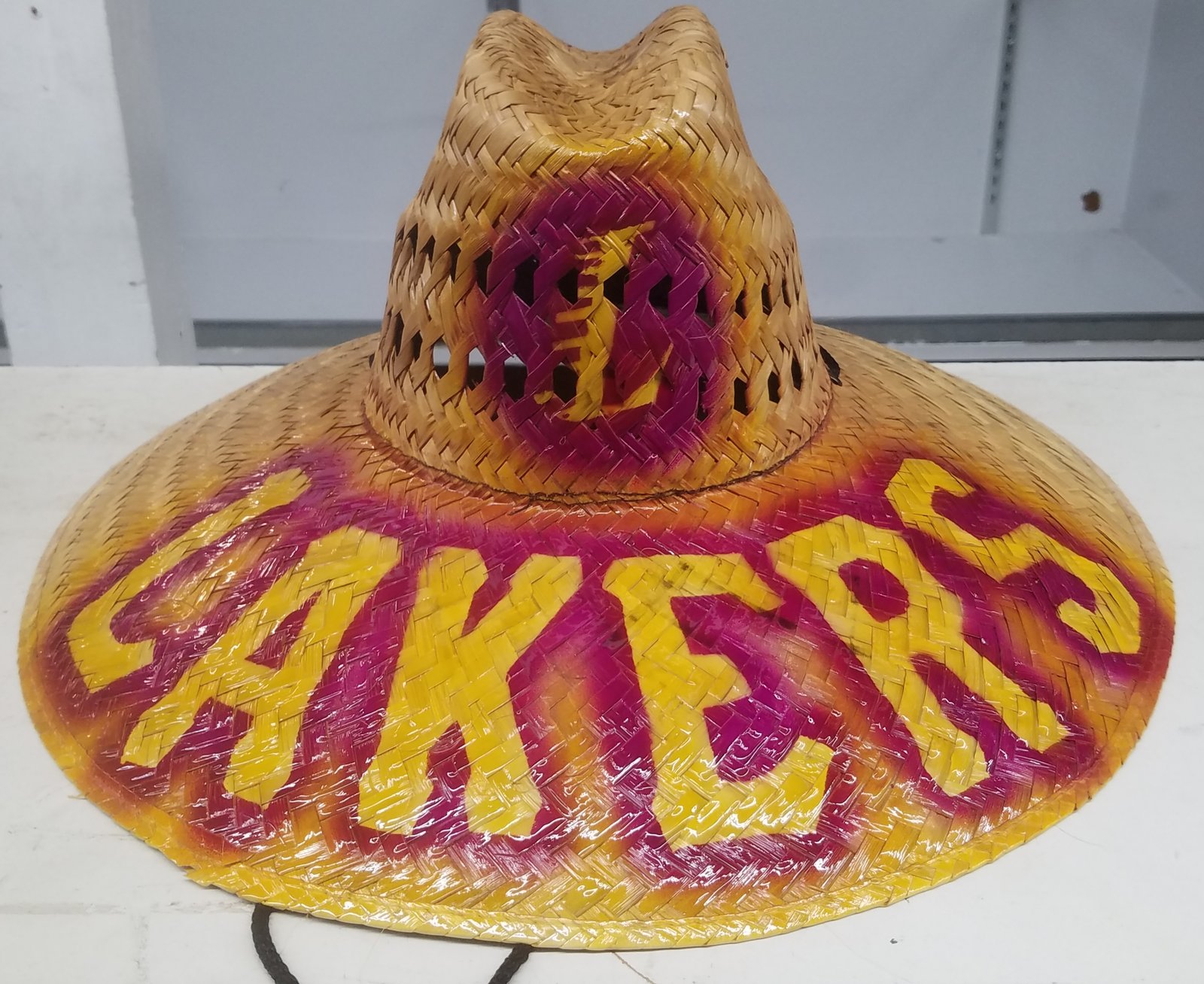 Custom Airbrush Black Raiders Straw Hat