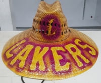 Image 1 of  Los Angeles Lakers custom airbrush straw hats 