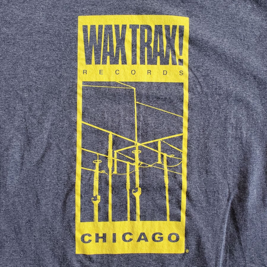 WAX TRAX! - T-Shirt / Classic Wire Logo (Yellow/Heather Black)