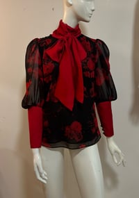 Image 2 of Dark roses tie neck top