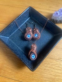 Image 1 of Guardian Energy Evil Eye Set – Blue Silk Jewelry Box + Affirmation Sticker 