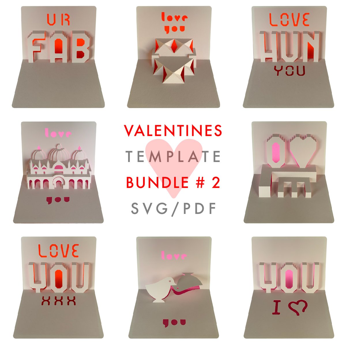 Download Popupology Foldesign Valentines Template Bundle 2 Svg Pdf Digital Files