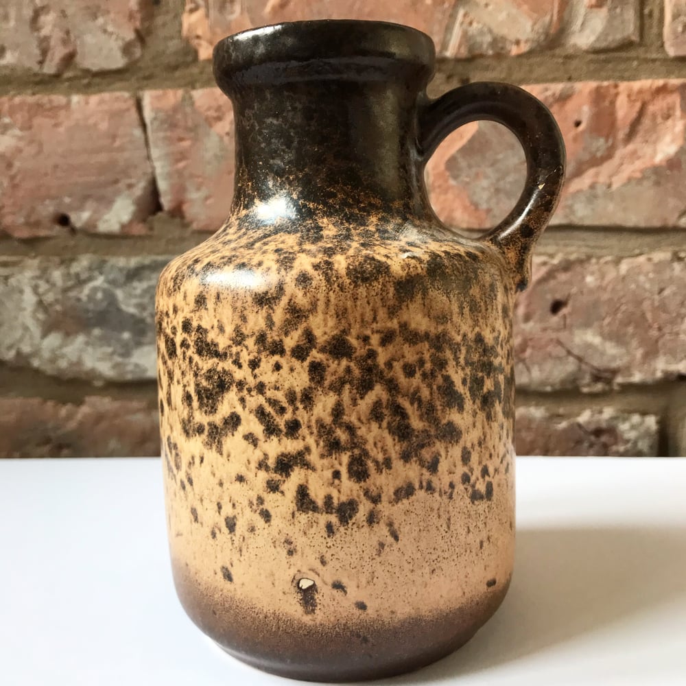 Image of Scheurich Keramik 414-16 retro 70's vase jug in speckled browns