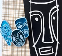 Image 2 of MOD TIKI TRIO in Blue 1.5" Enamel Pin