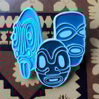 Image 1 of MOD TIKI TRIO in Blue 1.5" Enamel Pin