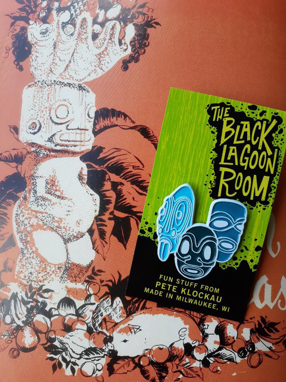 MOD TIKI TRIO in Blue 1.5" Enamel Pin